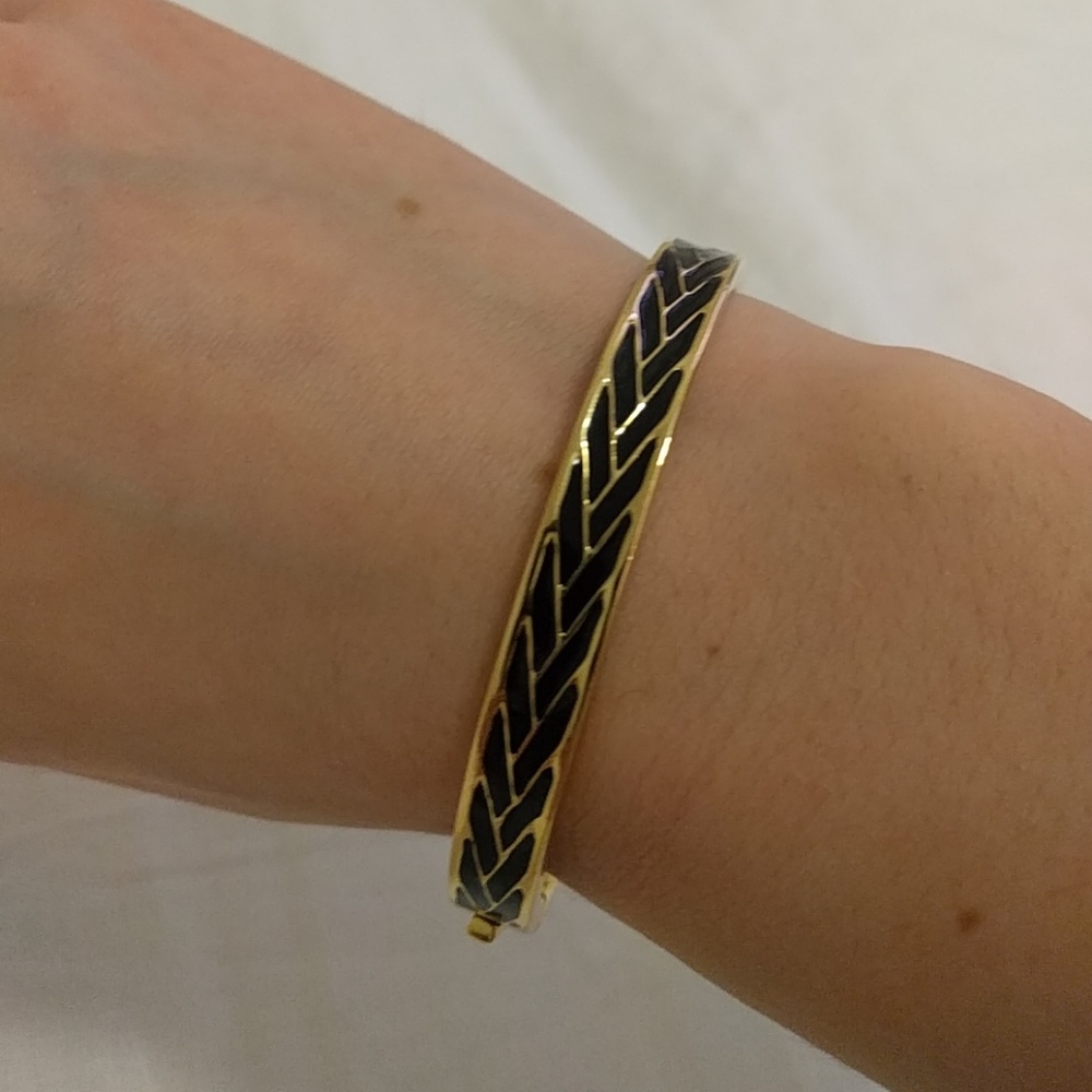 Gold deep navy JCrew hinge bangle